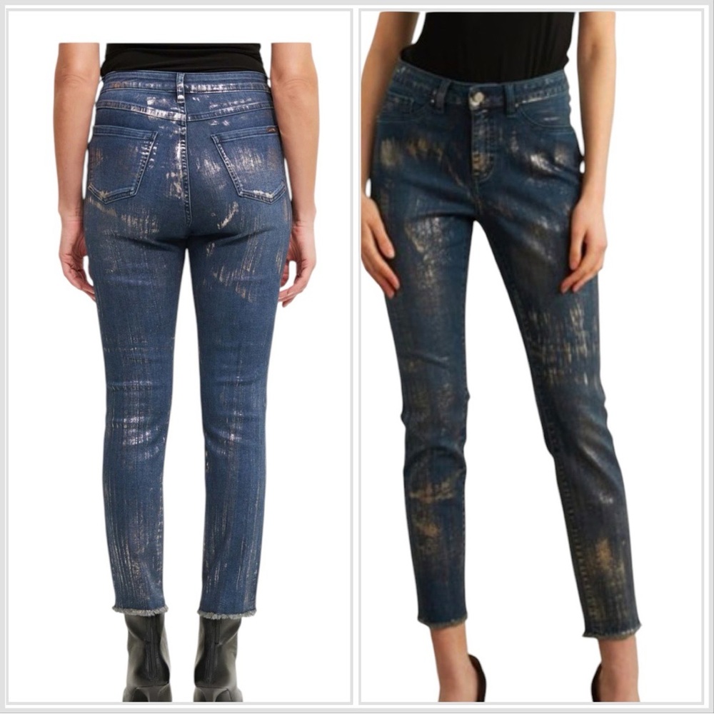 Joseph Ribkoff Eye Catching Foil Printed Jeans Size 4